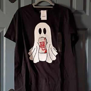 Coca Cola Black Tee with White Ghost and Red Diet Coke Can Graphic